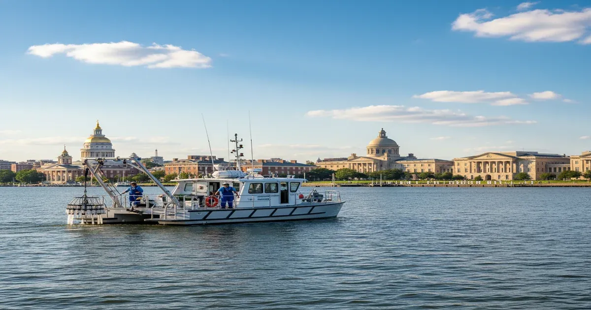 Annapolis Maryland State House and waterfront on the Chesapeake Bay
