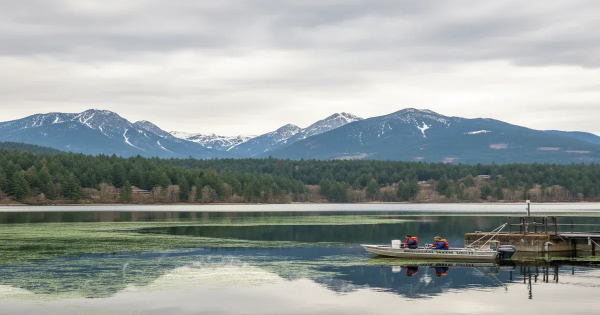 Bellingham Washington Lake Whatcom reservoir with Mount Baker in the background